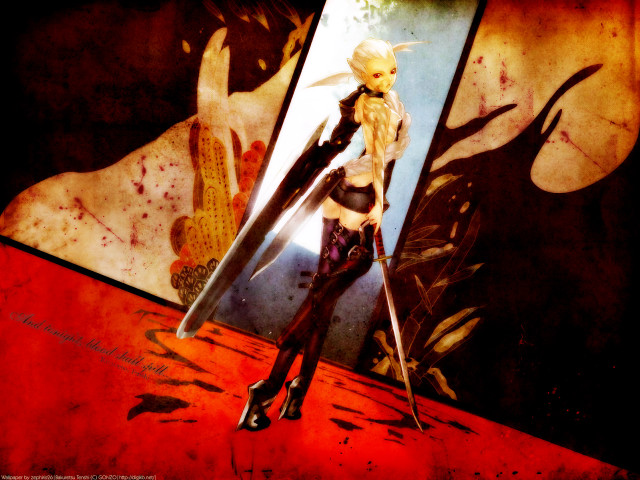 Gothic bloodied woman mirror sword free wallpaper - medium preview image