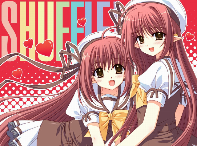 Anime girls hugging hats long free wallpaper - medium preview image