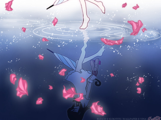 Woman floating pink umbrella night free wallpaper - medium preview image