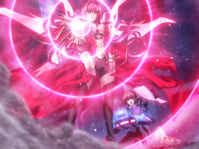 Girl sword pink circle red free wallpaper - medium preview image