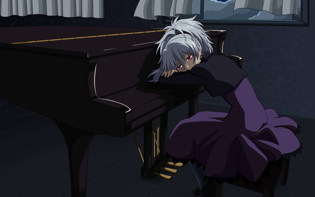 Gothic piano room cat yandere free wallpaper - medium preview image