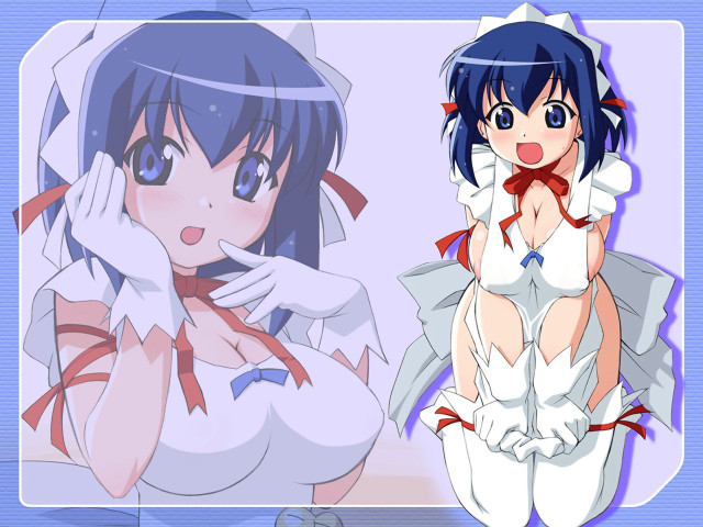 Woman anime blue white outfit free wallpaper - medium preview image