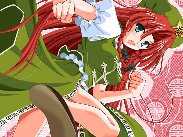 Redhair greeneyes hugging green dress free wallpaper - medium preview image