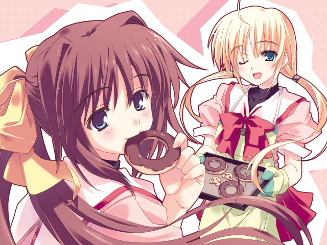 Anime girls donut coffee blonde free wallpaper - medium preview image