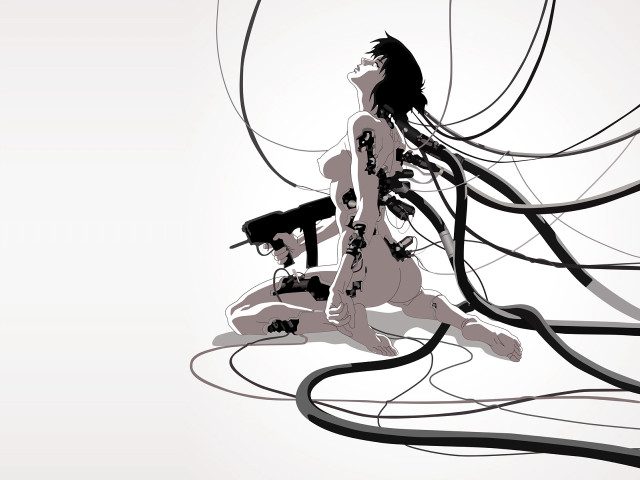 Woman gun dog cyberpunk mechanical free wallpaper - medium preview image