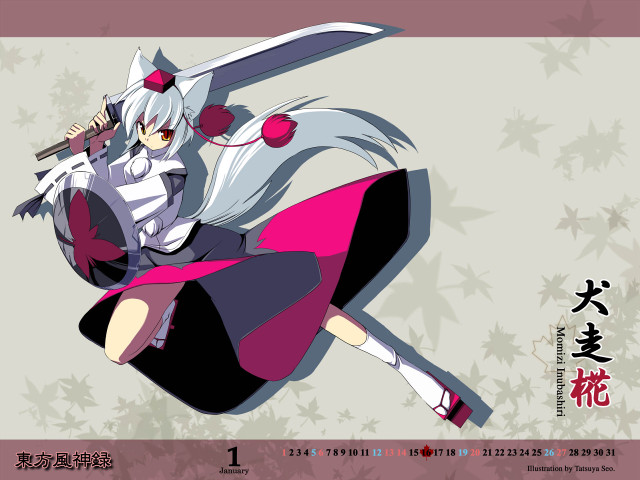 Inubashiri momiji autumn leaves sword free wallpaper - medium preview image