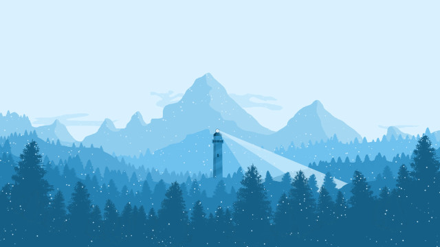 Blue mountain lighttower trees snow free wallpaper - medium preview image