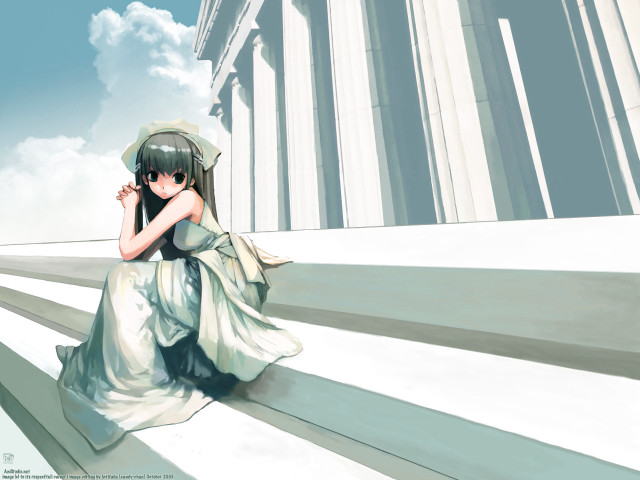 Gothic anime portrait woman sitting free wallpaper - medium preview image
