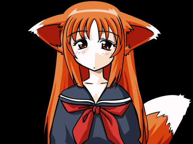 Anime girl red hair fox free wallpaper - medium preview image