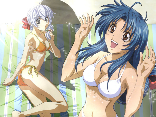 Mirror bikinis manga blue braids free wallpaper - medium preview image