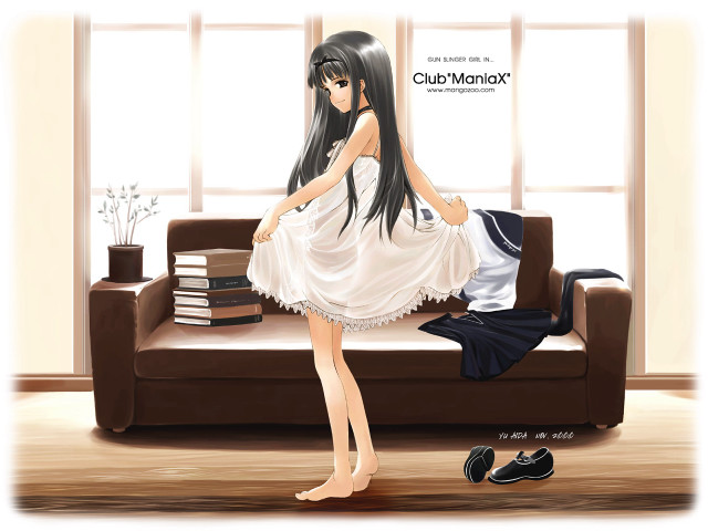 Woman white dress books couch free wallpaper - medium preview image