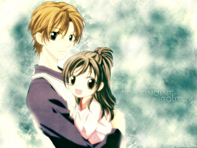 Anime couple hugging blue clouds free wallpaper - medium preview image
