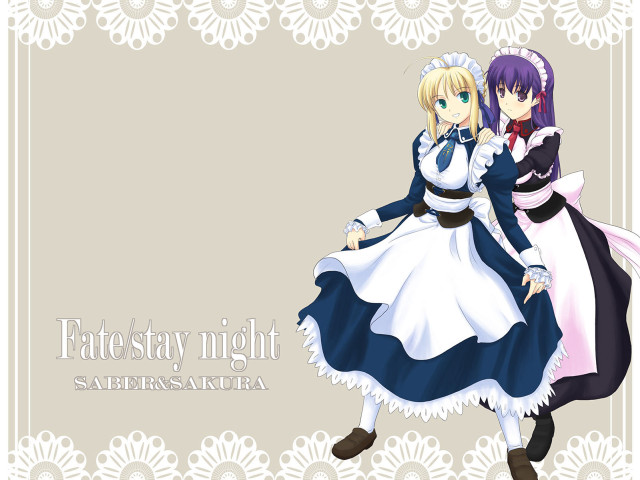 Maid characters floral border remodernism free wallpaper - medium preview image