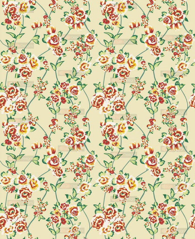 Floral red yellow beige background free wallpaper - medium preview image