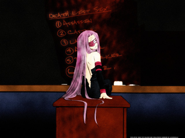 Cartoon character pink wig blackboard free wallpaper - medium preview image