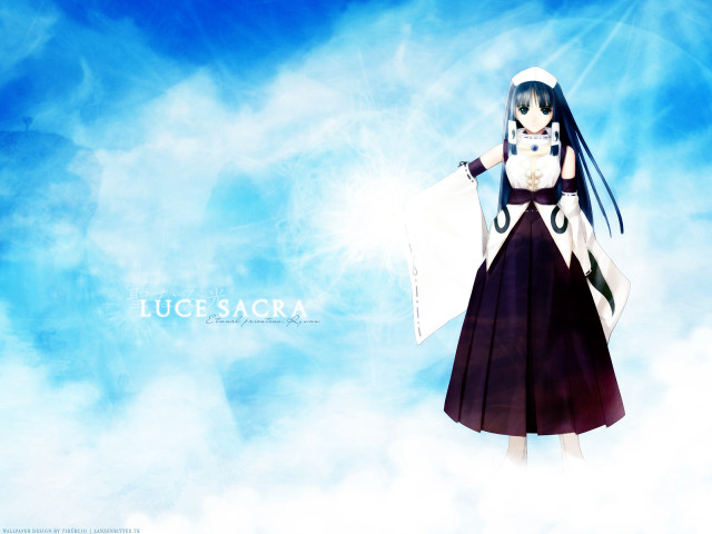 Anime character clouds sword blue free wallpaper - medium preview image