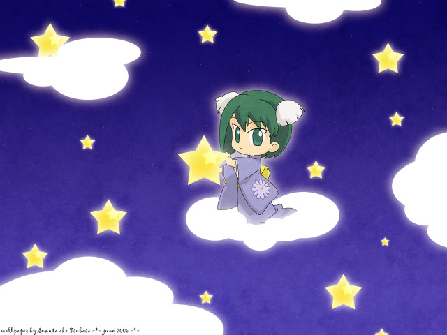 Cartoon girl cloud stars night free wallpaper - medium preview image