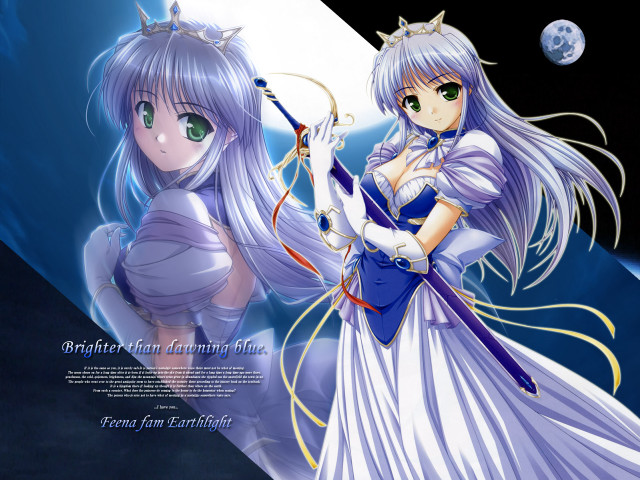 Anime characters white blue bows free wallpaper - medium preview image