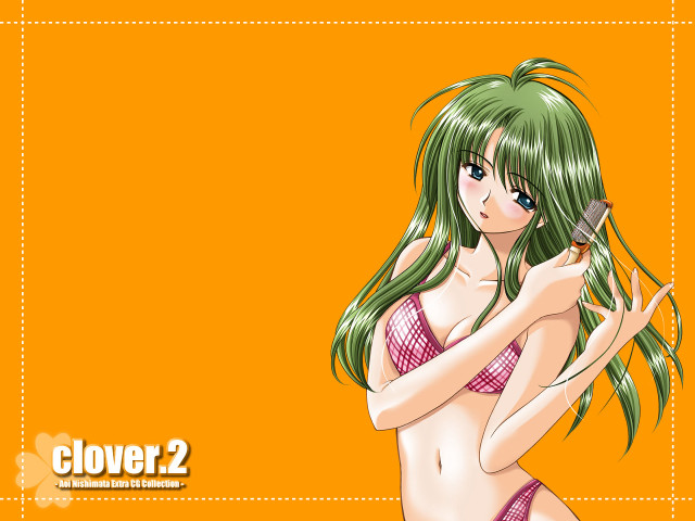 Green hair girl with comb free wallpaper - medium preview image