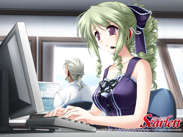 Woman computer yayoi inspired green free wallpaper - medium preview image