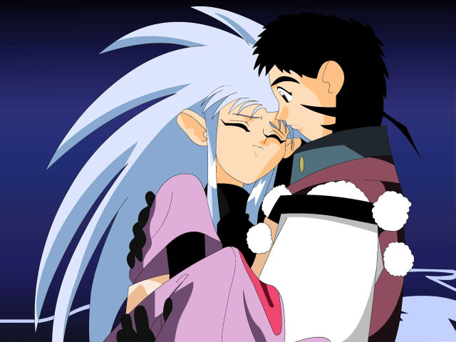 Moonlight kissing couple neo romanticism free wallpaper - medium preview image