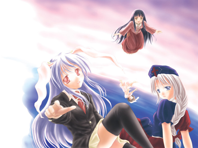 Anime girls bed clouds magic free wallpaper - medium preview image