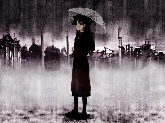 Woman rain umbrella city magic free wallpaper - medium preview image