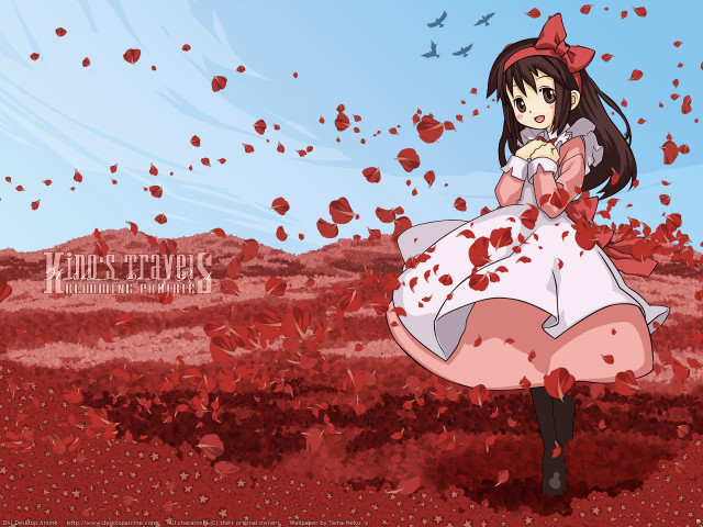 Girl dress red bow leaves free wallpaper - medium preview image