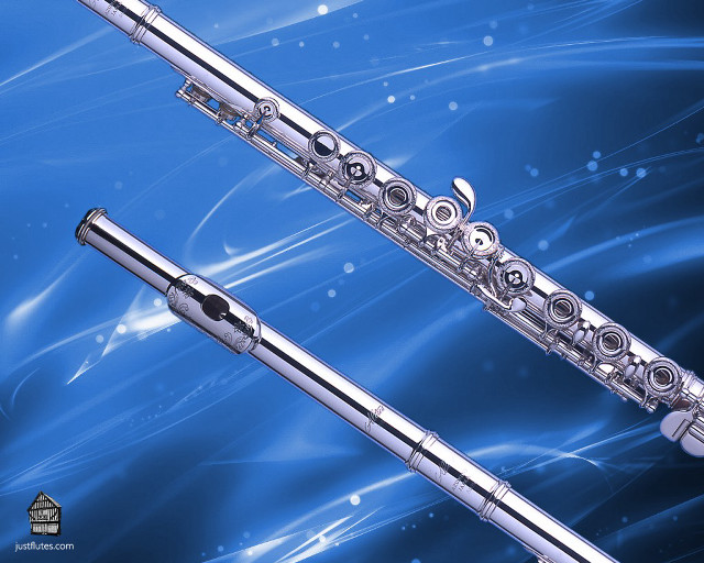Silver flute blue background wave free wallpaper - medium preview image