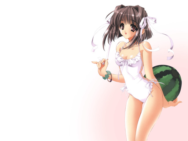 Woman watermelon knife anime casual free wallpaper - medium preview image