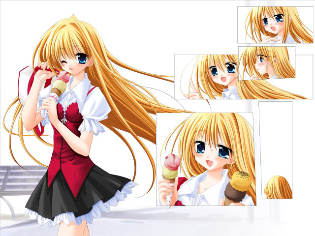 Blonde girl cupcake hair brush free wallpaper - medium preview image