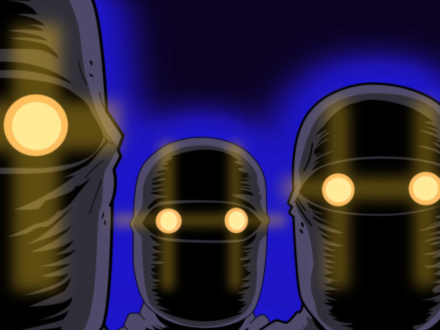 Glowing heads night blue background free wallpaper - medium preview image