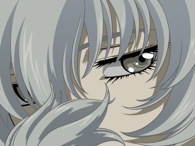 Closeup greyhair blueeyes anime ayakorokkaku free wallpaper - medium preview image