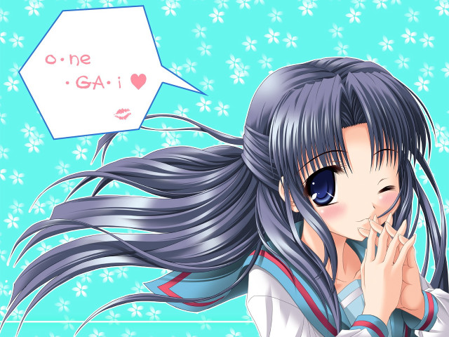Girl long hair snowflakes anime free wallpaper for desktop - medium preview image