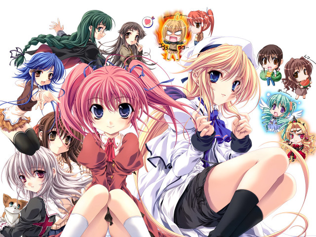 Anime girls cat school uniform free wallpaper - medium preview image