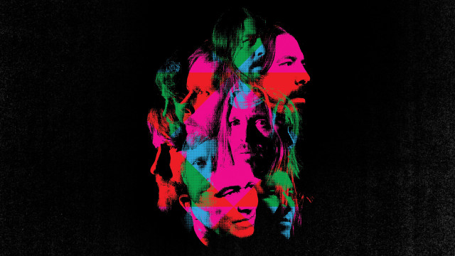 Colored faces group black background free wallpaper - medium preview image