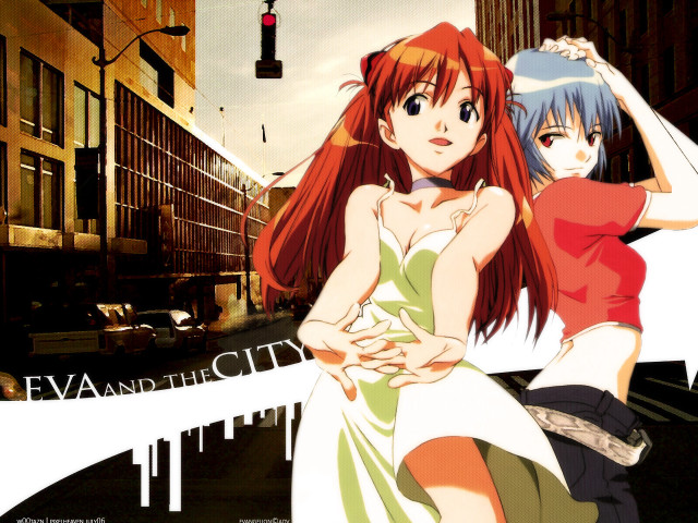 Anime girls city street crop free wallpaper - medium preview image