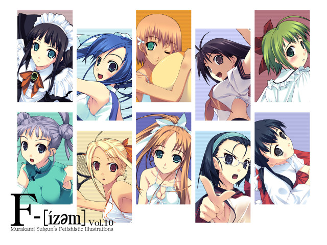 Anime group mosaic yayoi style free wallpaper - medium preview image