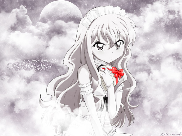 Girl longhair redbow clouds fullmoon free wallpaper - medium preview image
