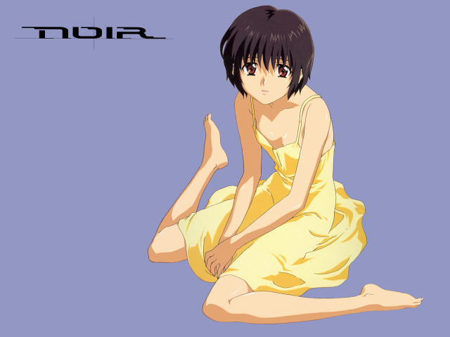 Woman yellow dress sitting blue free wallpaper - medium preview image