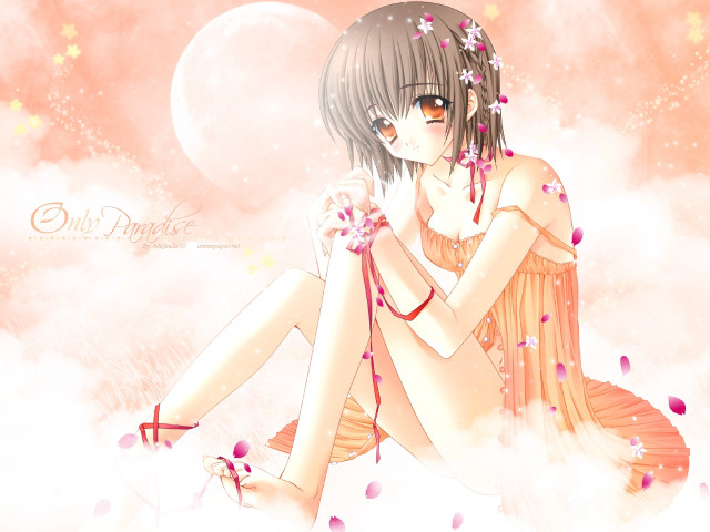 Girl cherry blossoms moonflower anime free wallpaper - medium preview image