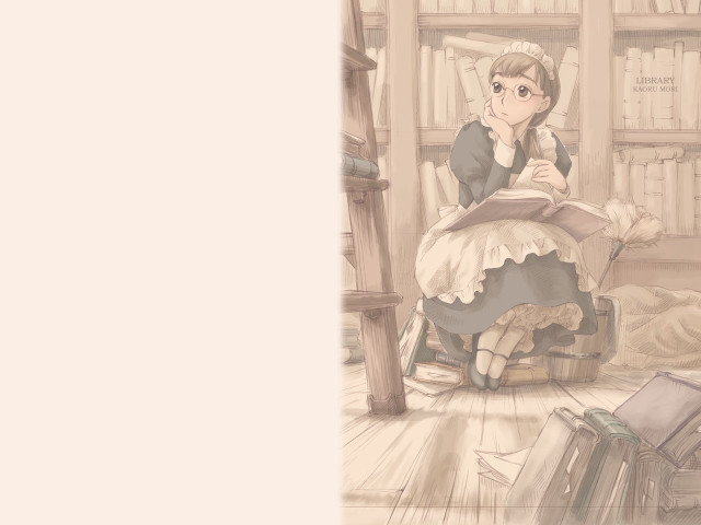 Library maid reading beatrixpeter illustration free wallpaper - medium preview image