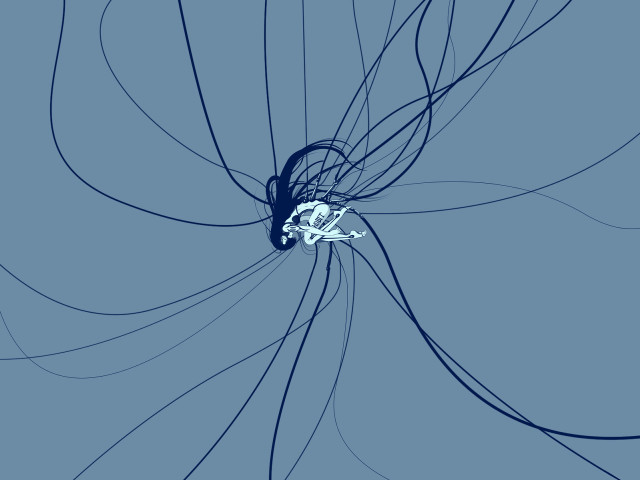 Blue white bird abstract flowing free wallpaper - medium preview image