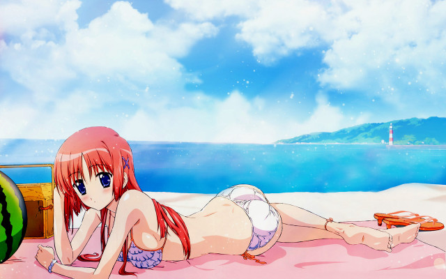 Beach girl watermelon sunset bikini free wallpaper - medium preview image