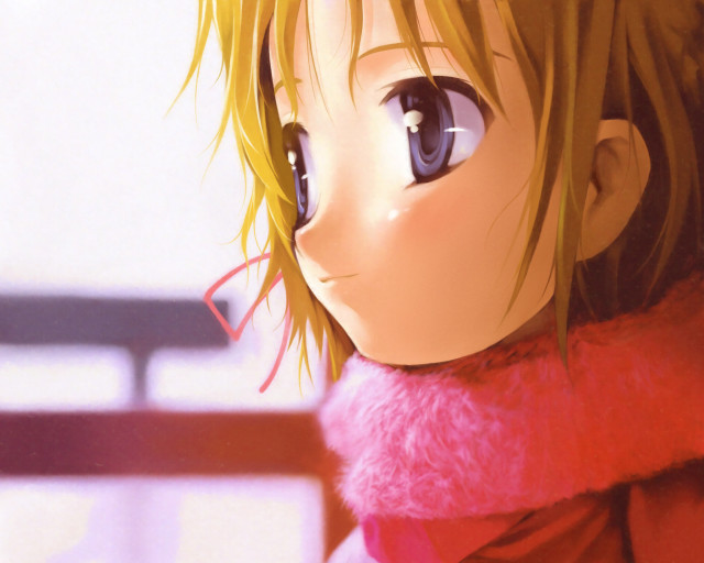 Blonde anime girl red coat free wallpaper - medium preview image