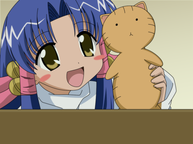 Girl smiling cat blue hair free wallpaper - medium preview image