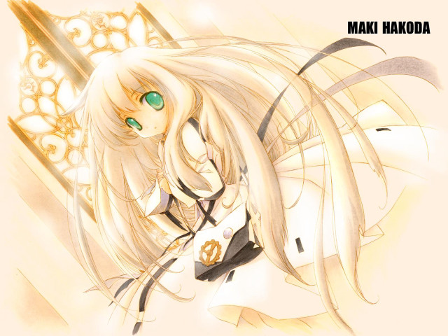 Anime girl white hair green #6 free wallpaper - medium preview image