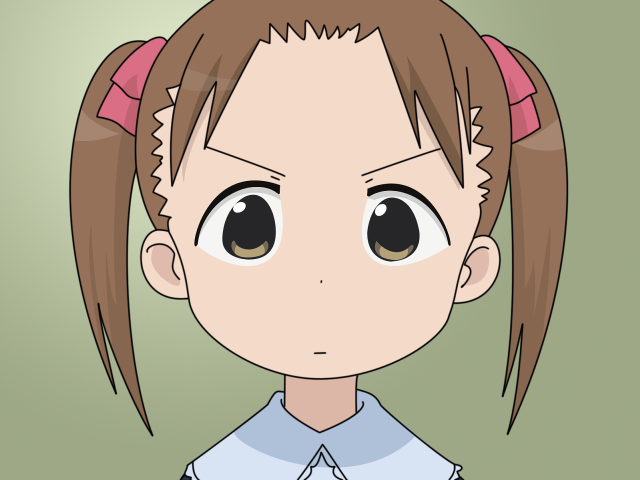 Cartoon girl ponytailed blue shirt free wallpaper - medium preview image