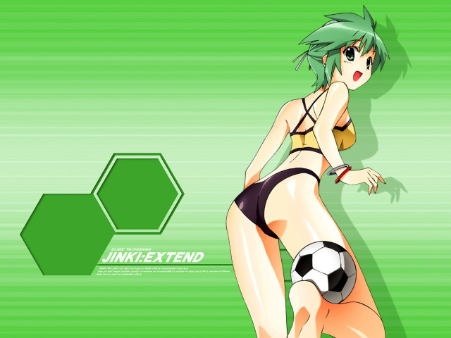 Woman bikini soccerball green background free wallpaper - medium preview image