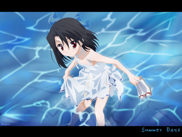 Girl white dress pool knife free wallpaper - medium preview image